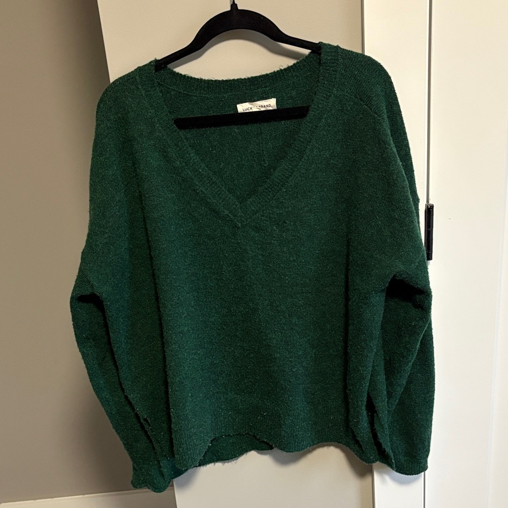 Lucky Brand Green V-Neck Sweater